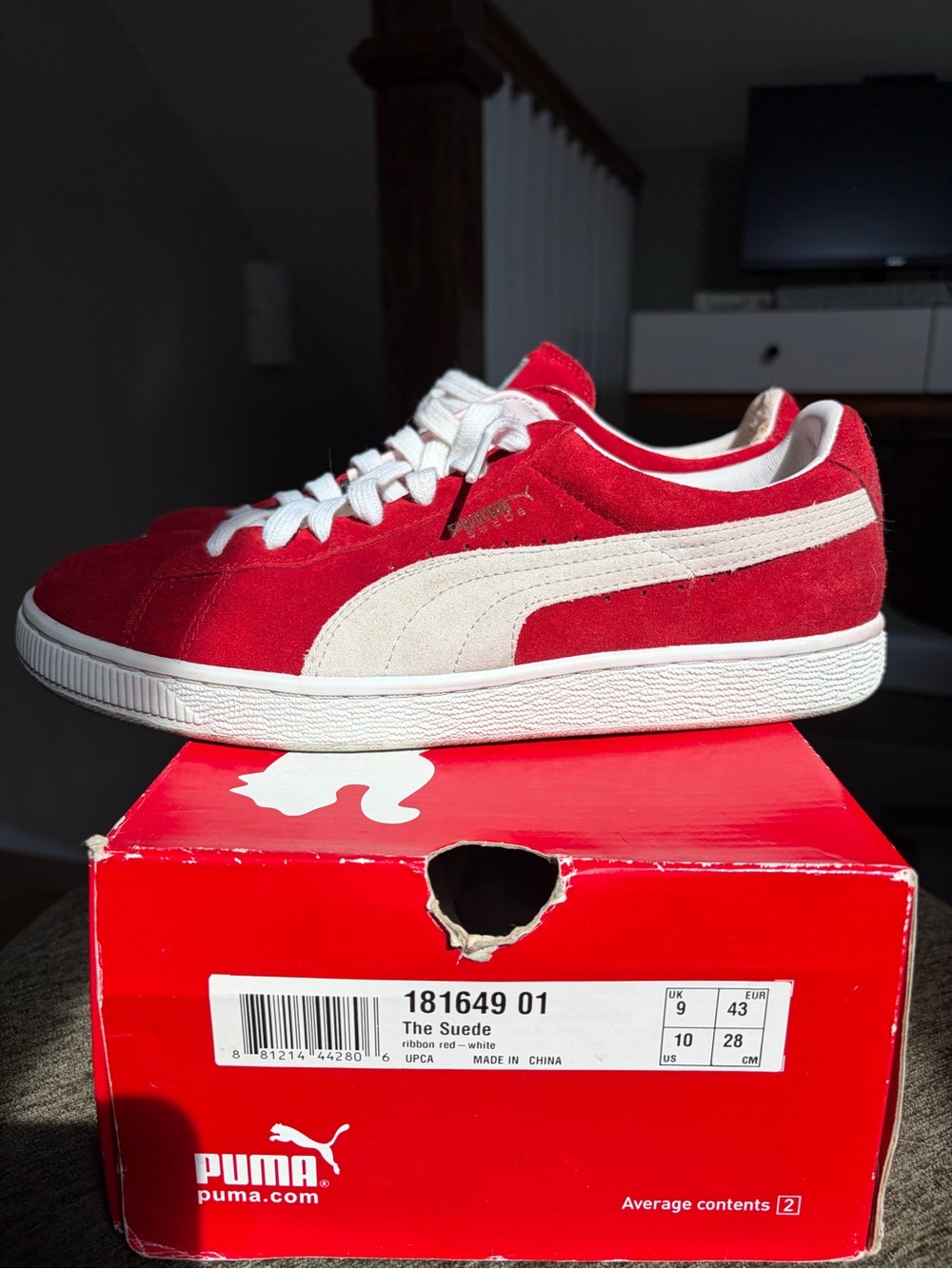 Puma The Suede Low-Top Sneakers in Red and White